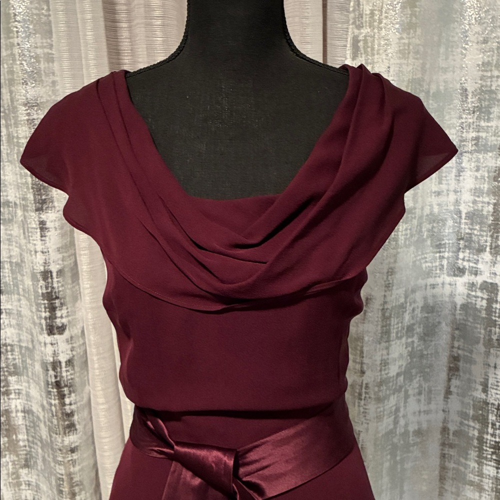 Due Per Due vintage Silk Burgundy Cowl Neck Dress